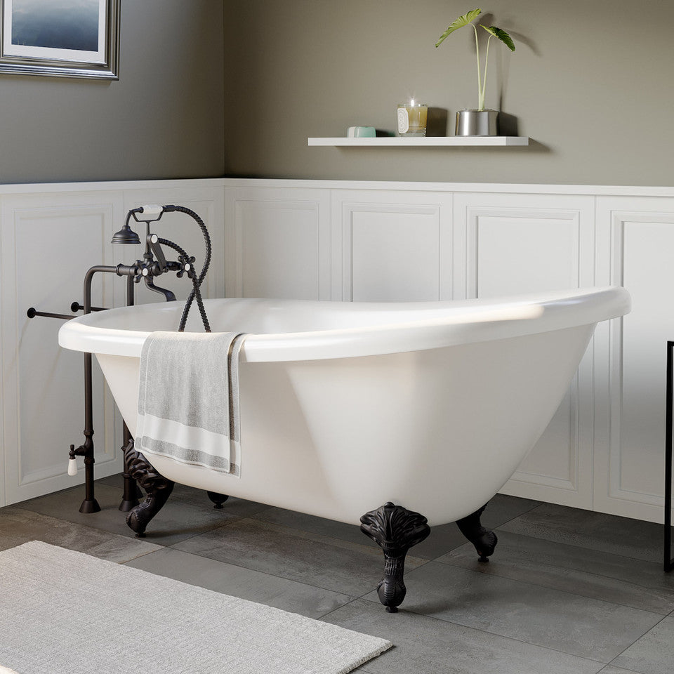 Cambridge 67 Inch Acrylic Slipper Clawfoot Tub With No Faucet Holes