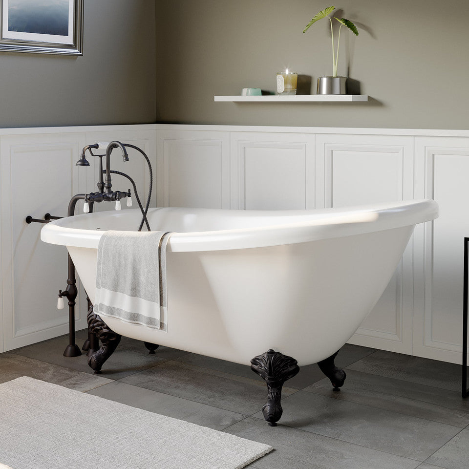 Cambridge 67 Inch Acrylic Slipper Clawfoot Tub With No Faucet Holes