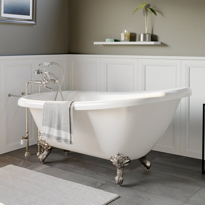 Cambridge 67 Inch Acrylic Slipper Clawfoot Tub With No Faucet Holes