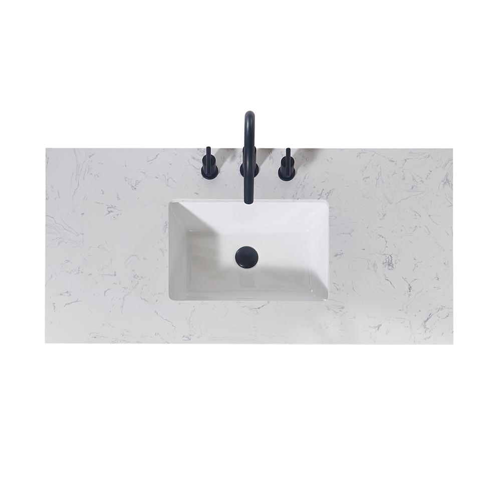 Altair Merano Stone effects Single Sink Vanity Top in Aosta White Apron