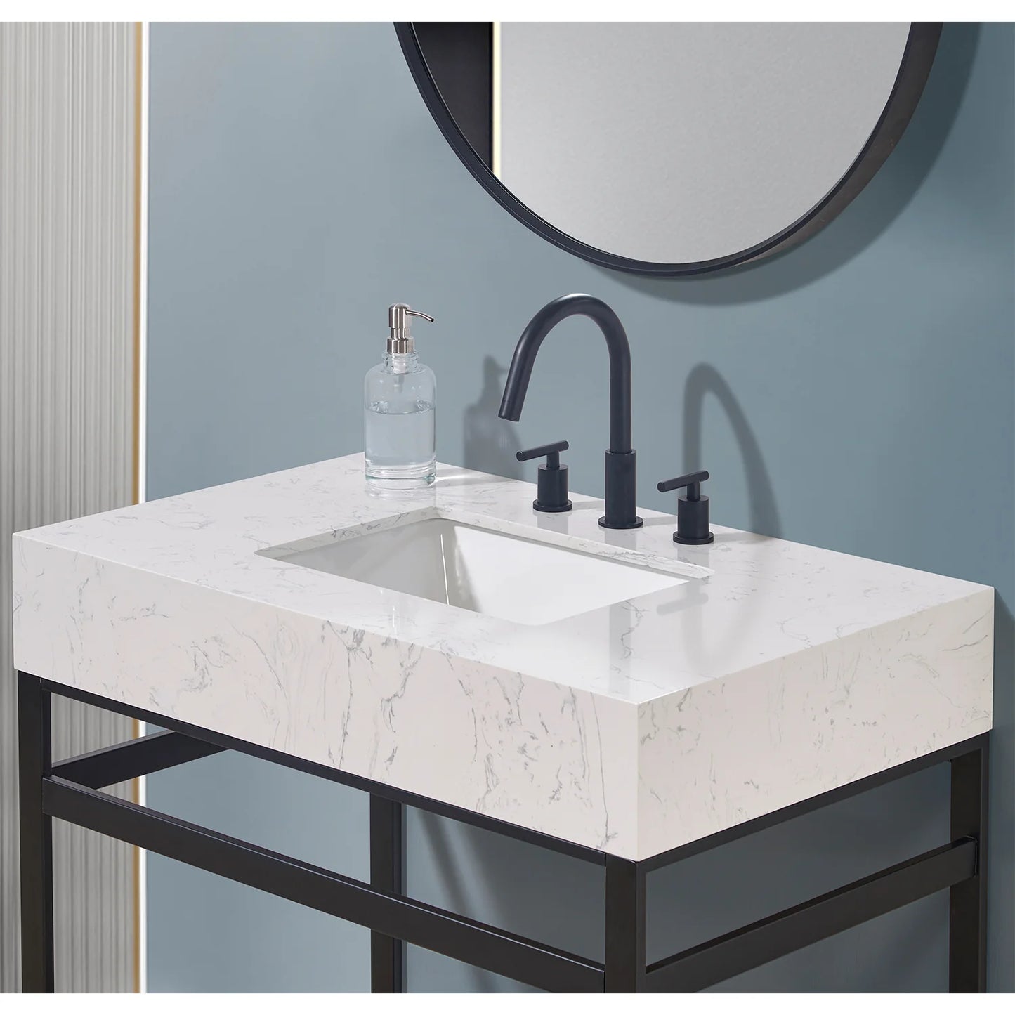 Altair Merano Stone effects Single Sink Vanity Top in Aosta White Apron