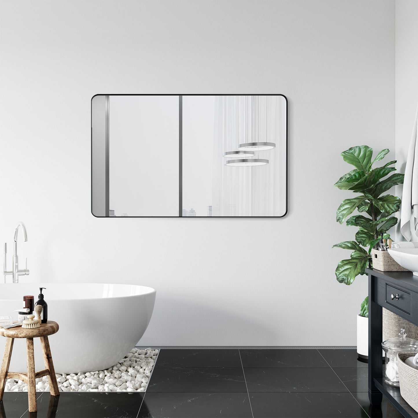 Altair Nettuno 48" Rectangle Bathroom Vanity Aluminum Framed Wall Mirror