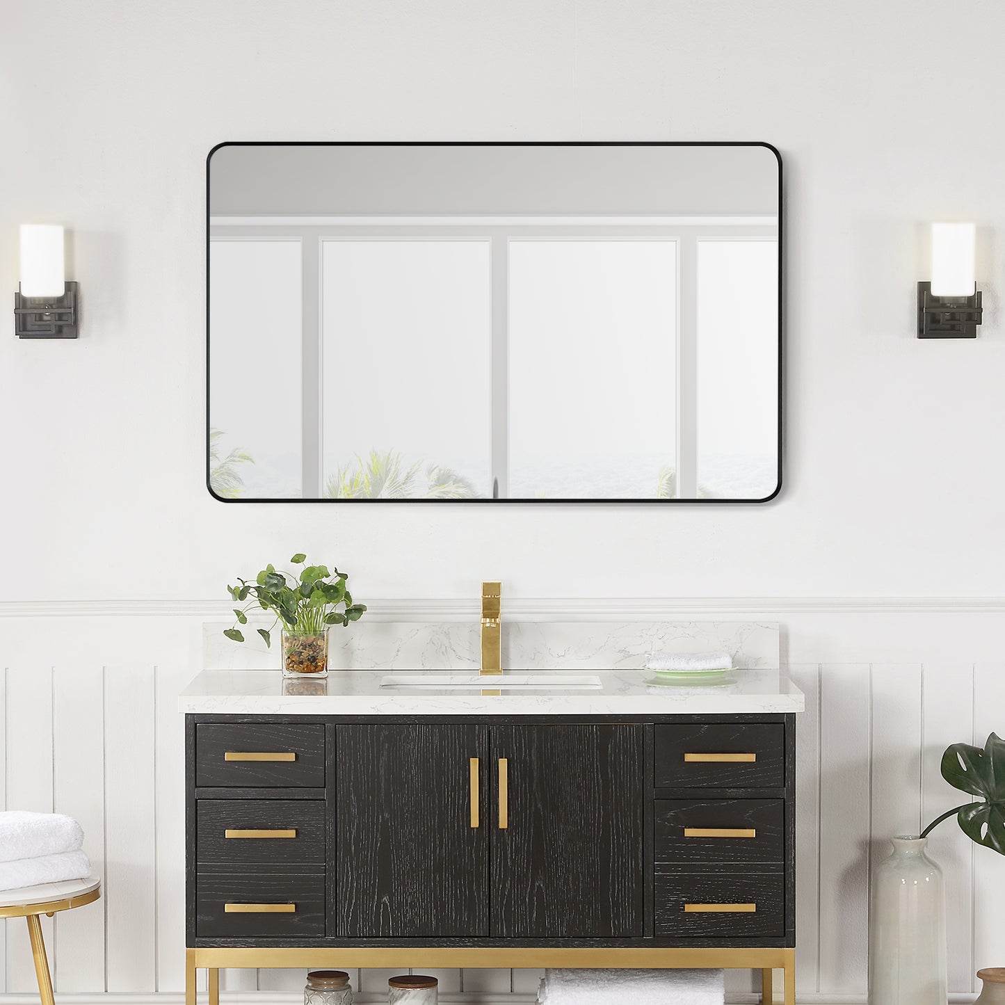 Altair Nettuno 48" Rectangle Bathroom Vanity Aluminum Framed Wall Mirror