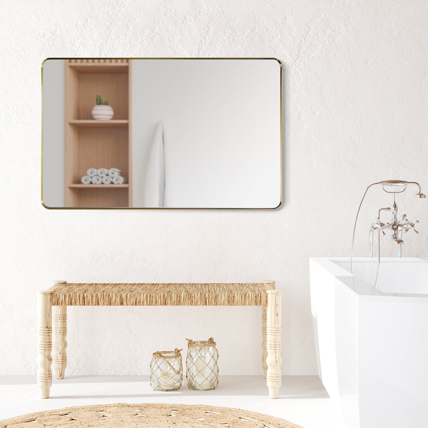 Altair Nettuno 48" Rectangle Bathroom Vanity Aluminum Framed Wall Mirror