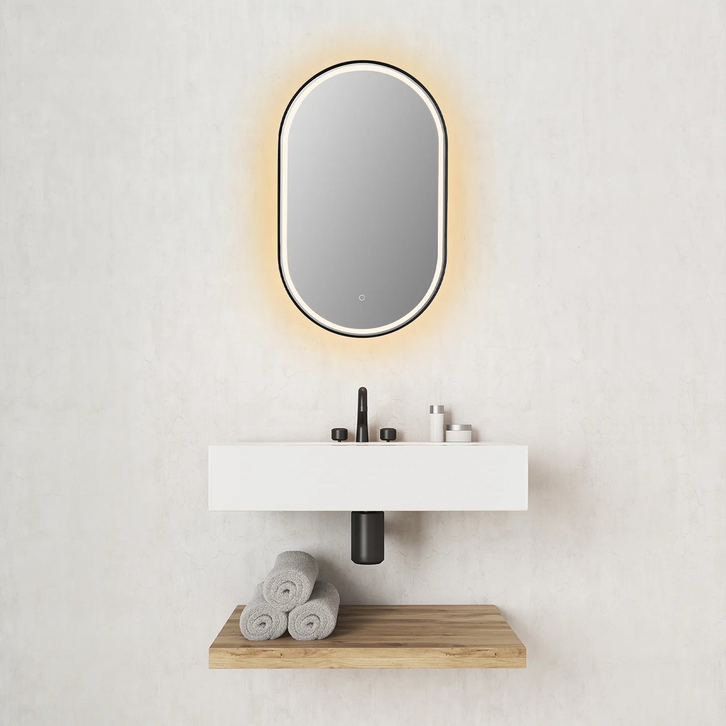 Altair Oleggio Oval 36" Framed Modern Bathroom Vanity LED Lighted Wall Mirror