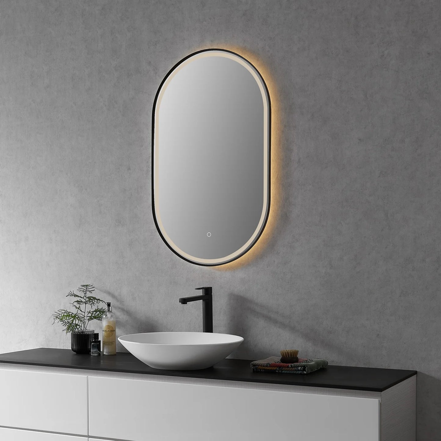 Altair Oleggio Oval 36" Framed Modern Bathroom Vanity LED Lighted Wall Mirror