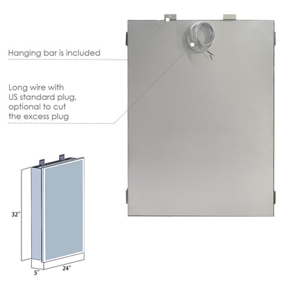 Altair Carsoli Rectangle Frameless Surface-Mount/Recessed LED Lighted Bathroom Medicine Cabinet