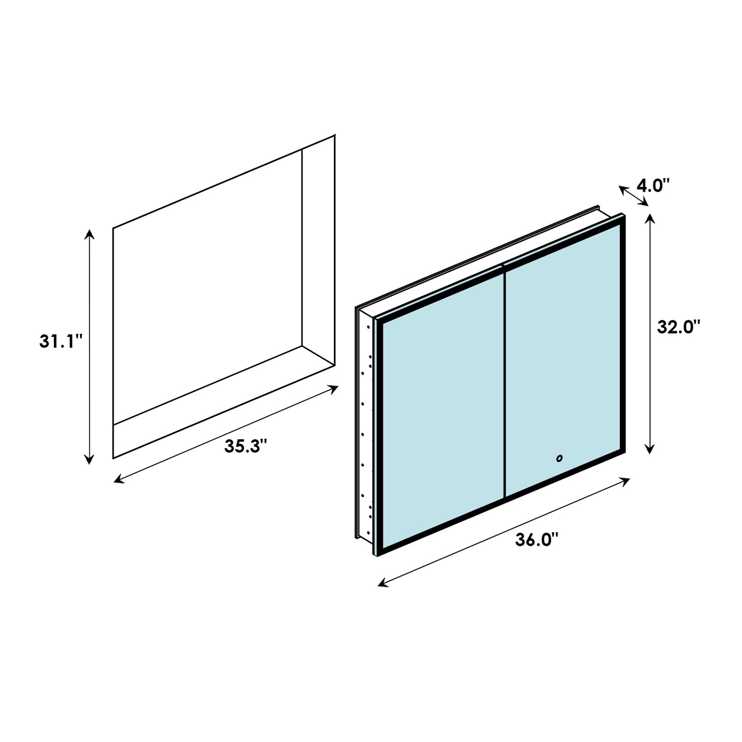 Altair Carsoli Rectangle Frameless Surface-Mount/Recessed LED Lighted Bathroom Medicine Cabinet