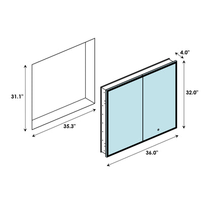 Altair Carsoli Rectangle Frameless Surface-Mount/Recessed LED Lighted Bathroom Medicine Cabinet