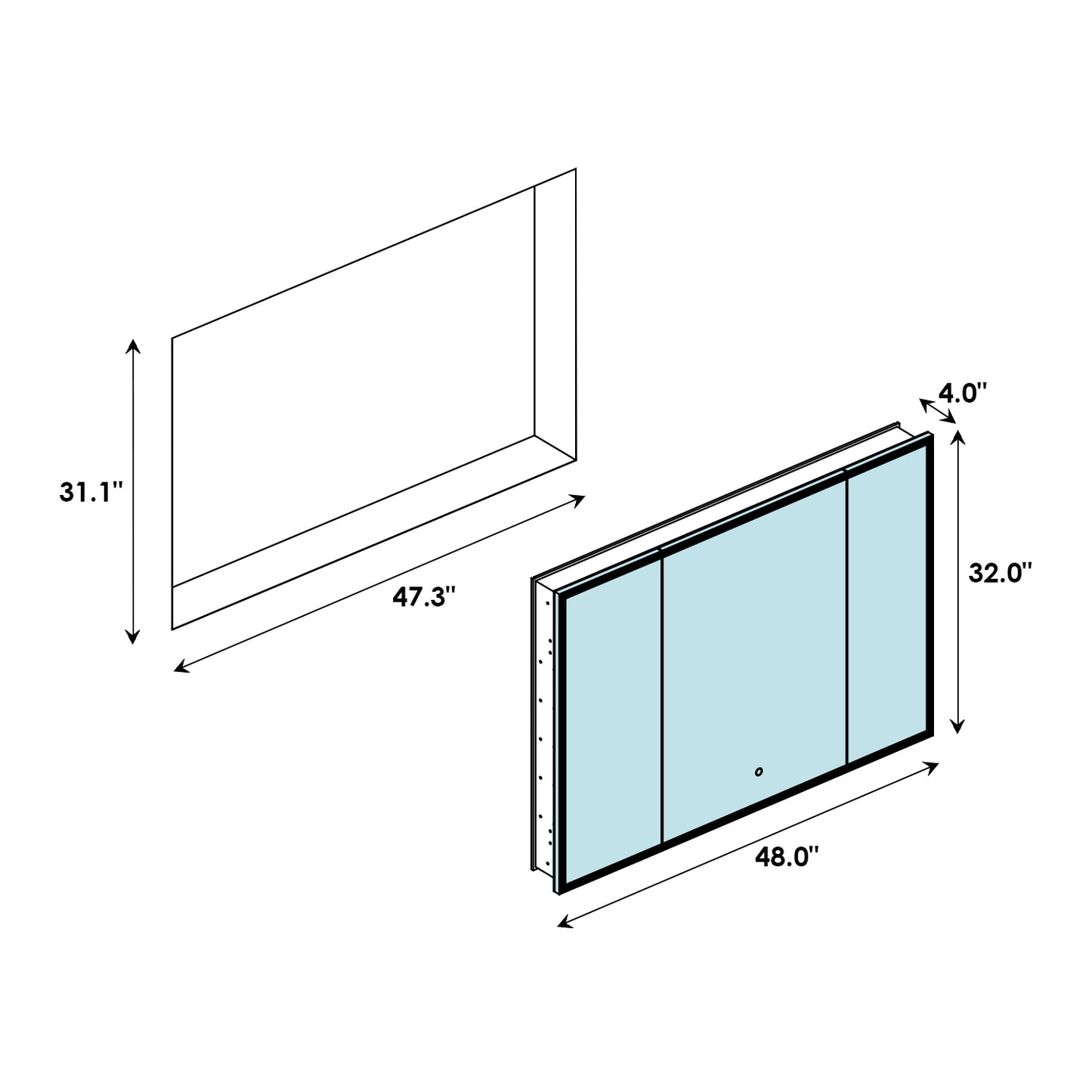 Altair Carsoli Rectangle Frameless Surface-Mount/Recessed LED Lighted Bathroom Medicine Cabinet