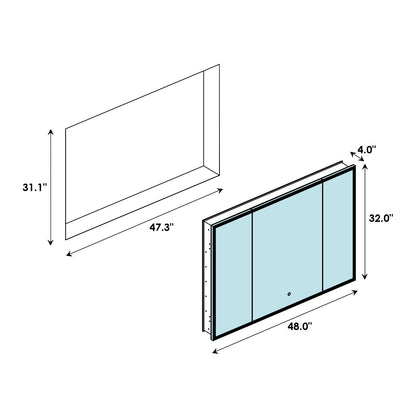 Altair Carsoli Rectangle Frameless Surface-Mount/Recessed LED Lighted Bathroom Medicine Cabinet