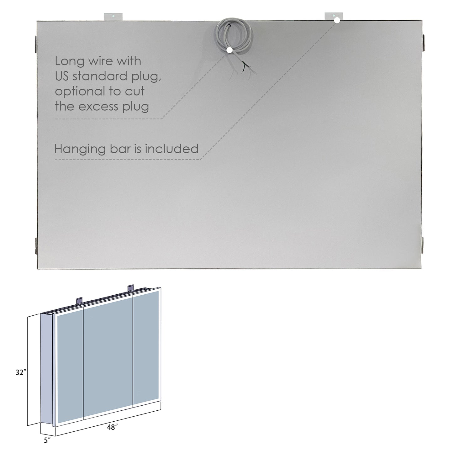 Altair Carsoli Rectangle Frameless Surface-Mount/Recessed LED Lighted Bathroom Medicine Cabinet