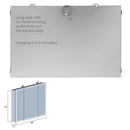 Altair Carsoli Rectangle Frameless Surface-Mount/Recessed LED Lighted Bathroom Medicine Cabinet