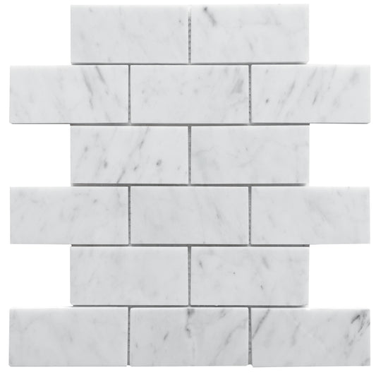 Altair Burgos Carrara White Marble Rectangle Mosaic Floor and Wall Tile