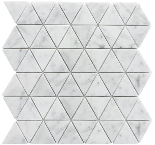 Altair Burgos Carrara White Marble Triangle Mosaic Floor and Wall Tile