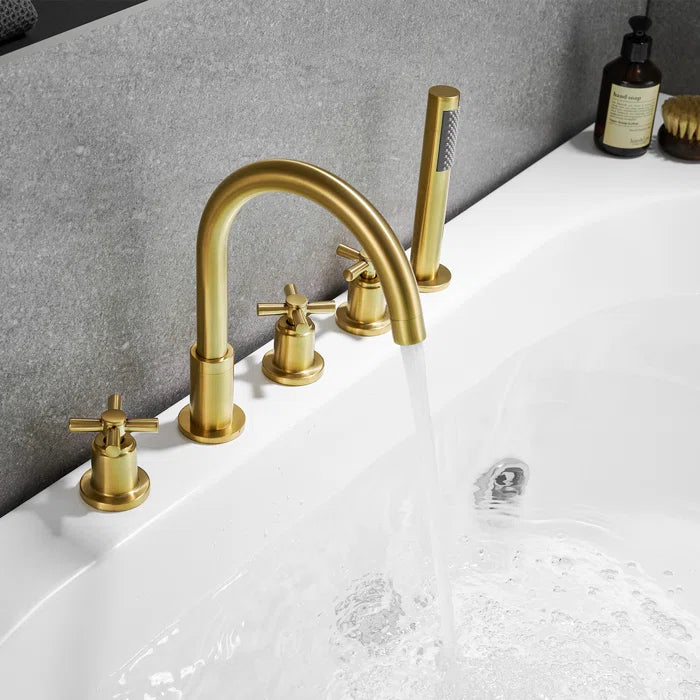 Altair Sorlia Cross Handles Deck-Mount Roman Tub Faucet with Handshower